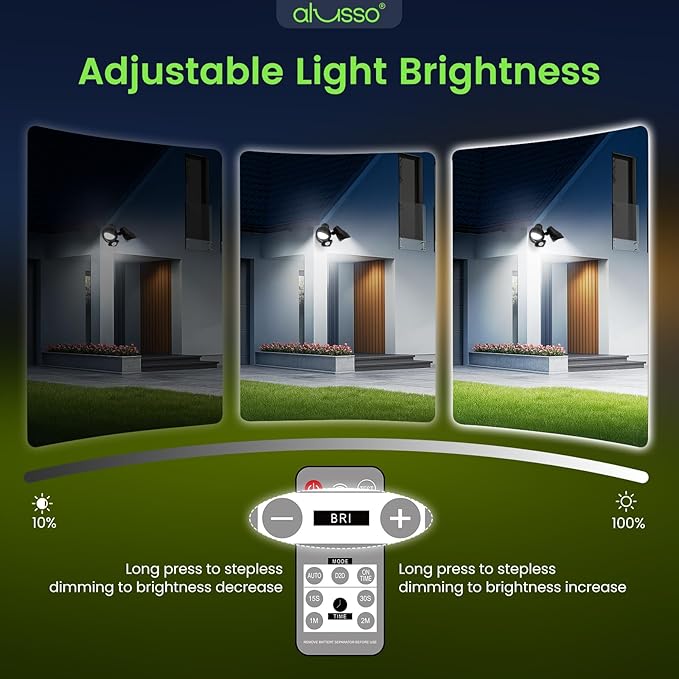 ALUSSO® LED Security Lights Motion Sensor, 25W 2000LM Flood Lights Outdoor Motion Sensor with Remote, Dimmable Brightness 3000K-6500K CCT IP65 Security Light ETL Listed for House Garage Yard, 2 Pack