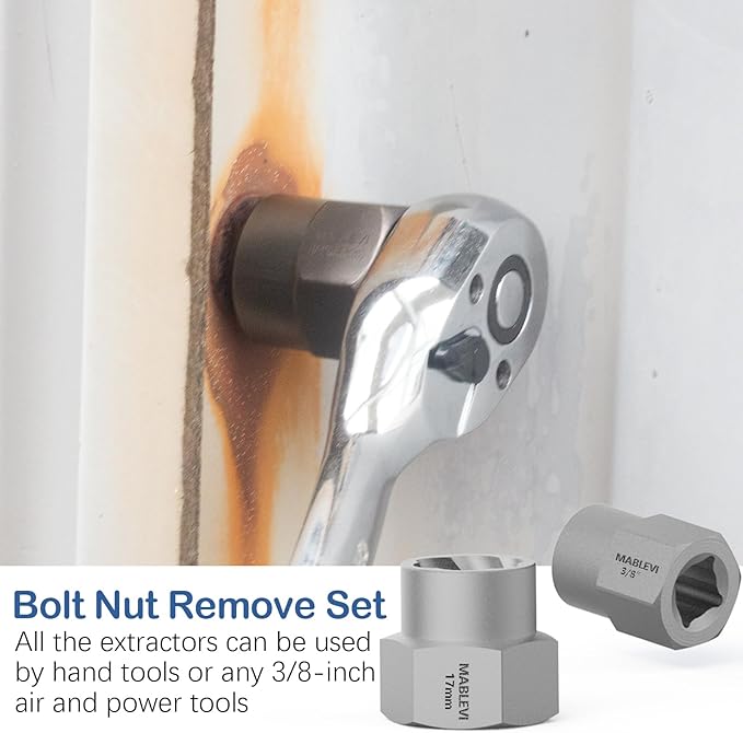 MABLEVI 36 Pcs Upgrade Screw Extractor Set, 3/8” Drive Multi-Spline Easy Out Bolt Extractor Set, Stripped Screw Removal Tool Kit for Removing Nuts Bolts with Solid Storage Case