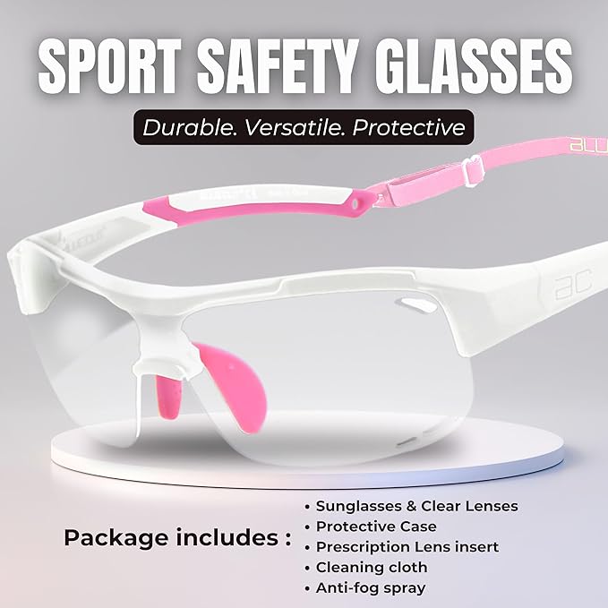 BLUE CUT Sports Safety Goggles Interchangeable Sun Lens Anti Fog UV Protection Indoor Outdoor Pickleball Cycling Basketball