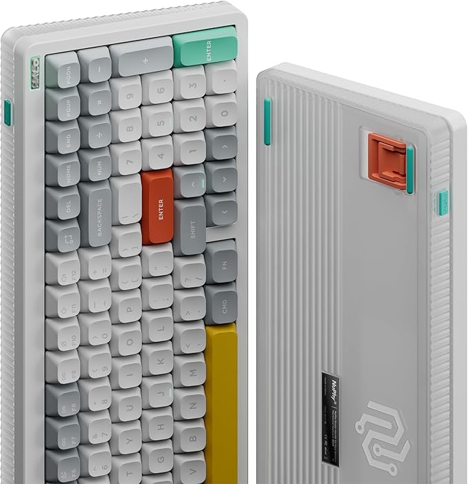 nuphy Halo96 V2 Wireless Mechanical Gaming Keyboard, 96% Hot Swappable, 99 Keys RGB Backlit, Bluetooth/USB-C/2.4GHz, Lemon Switches (55gf), White