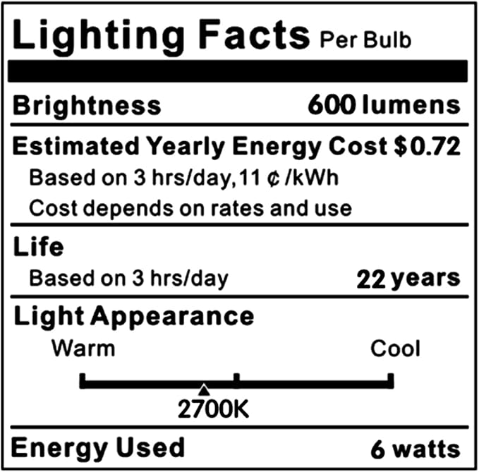 LiteHistory e12 led dimmable g16.5 Light Bulb 6W Equal 60 Watt 600lm AC120V e12 Candelabra Bulb 60 Watt for Chandeliers,Ceiling Fan,Vanity Warm White 2700K Globe e12 Light Bulb 6Pack
