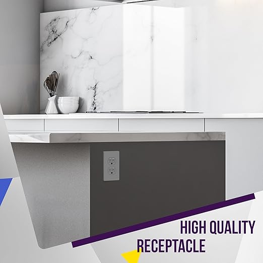 ENERLITES Tamper-Resistant Child Safe Duplex Receptacle Outlet, Residential Grade Electrical Wall Outlets, 3-Wire, Self-Grounding, 2-Pole, 15A 125V, UL Listed, 61580-TR-GY-10PCS, Gray (10 Pack)