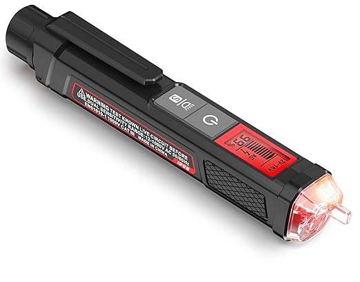 KAIWEETS Voltage Tester/Non-Contact Voltage Tester with Signal Percentage, Dual Range AC 12V/70V-1000V, Live/Null Wire Tester, Electrical Tester with LCD Display, Wire Breakpoint Finder (Black)