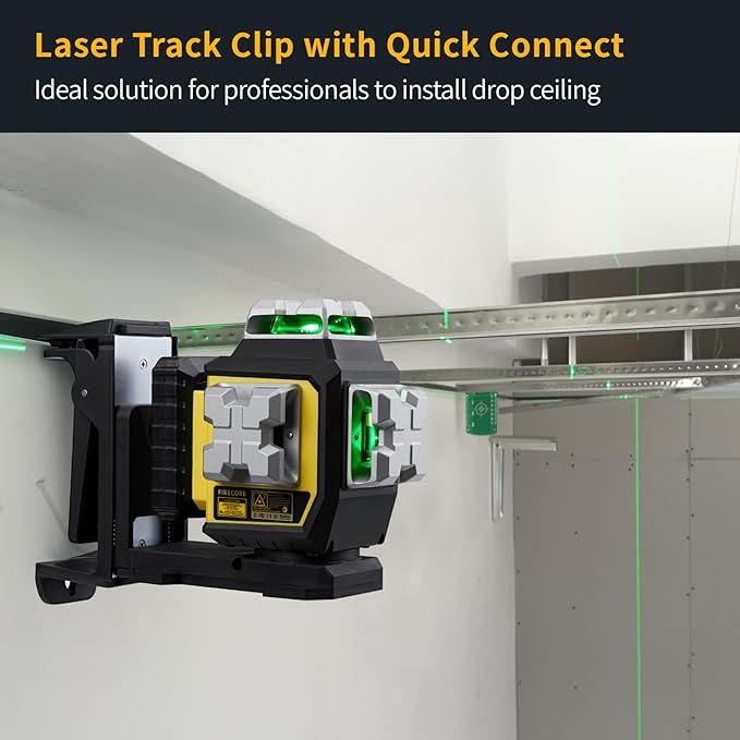 Firecore Laser Level 360 Self Leveling, 3 x 360° Outdoor Laser Level Green Cross Line Laser Leveler Tool for Construction - 2 Rechargeable Batteries, Laser Track Clip & Hard Carry Case