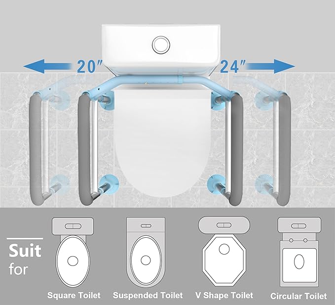 Delog Stand Alone Toilet Safety Rail - Medical Toilet Safety Frame for Elderly, Handicap and Disabled - Bathroom Toilet Handrails, Width Adjustable Design, Fit Any Toilet, FSA/HSA Eligible