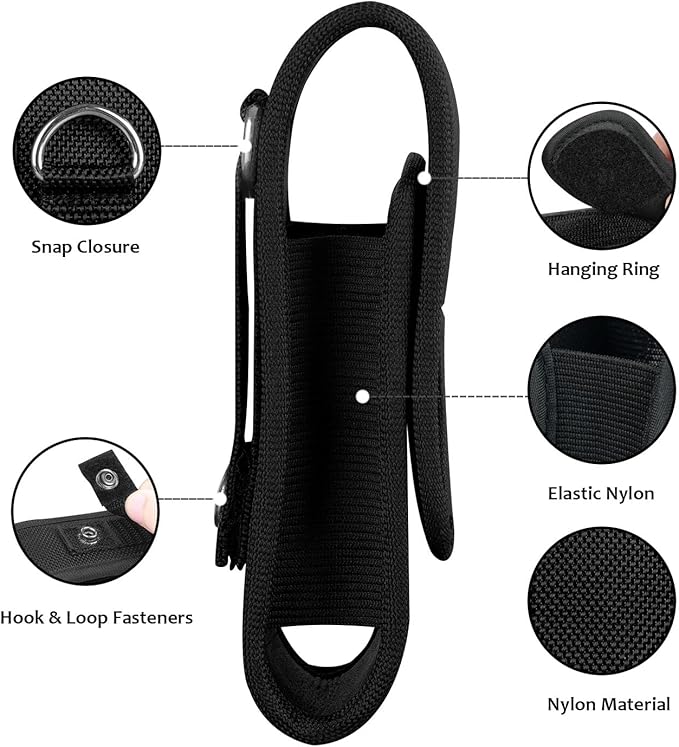 Wurkkos Flashlight Holster, LED Tactical Flashlight with Elastic Nylon, Flashlight Pouch, Nylon Pouch Holder, Flashlight Carry Case 5.9"x1.57", Suitable for TD02, FC11, TD04(Flashlight not Included)