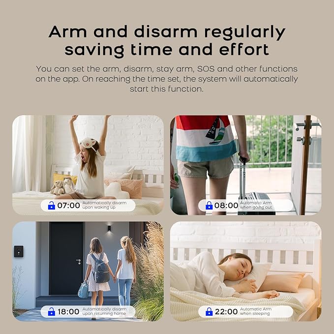 WiFi Alarm System for Home Security with Door/Window and Motion Sensors,108P HD Security Camera,Alarm Siren,Remote,Touch Screen,4G SMS/Tuya App Alert Push,Work with Google for Villa,Apartment
