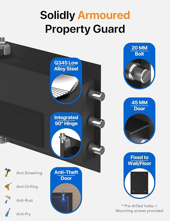 FORFEND Smart Home Safe | WiFi Safe Box App Lock/Alarm | Voice Command, Kidnap Alarm, Tamper Detect, Frozen Mode, Sub Account| Digital Safe Anti Theft