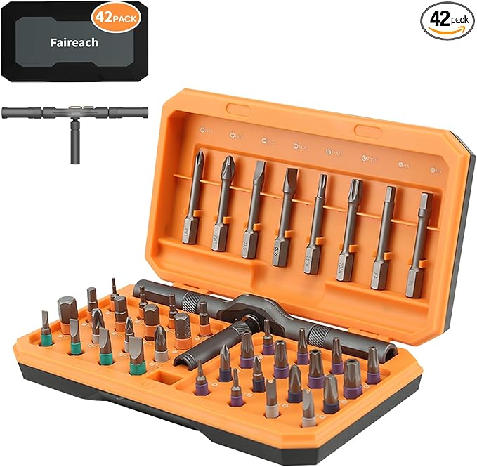 Magnetic Screwdriver Set, DIY Ratchet Screwdriver Set, Multi Bit Magnetic Drive Set with Detachable Ratchet Handle, Portable Compact Repair Tool Kit for Furniture Computer Bicycle