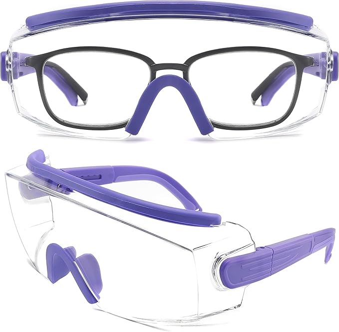Safety Glasses Over Eyeglasses Anti Fog Safety Goggles Protective Glasses With Adjustable Frame For Men Women