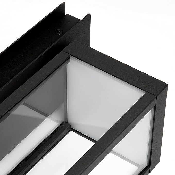 Lustrlach 2 Pack Dusk to Dawn Outdoor Porch Light Black LED Integrated Exterior Light Fixture with Photocell and Glass for House Patio Entryway Garden,IP54 Waterproof 3000K