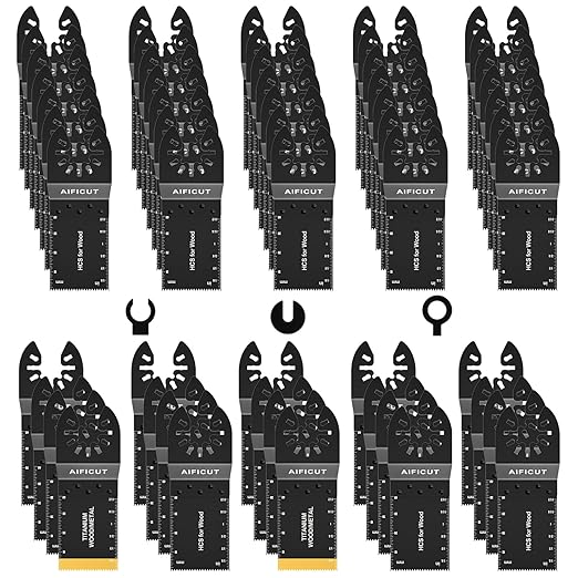 55 PCS Oscillating Saw Blades Quick Release Universal oscillating Tool Blades Wood Plastics and Metal Multitool Blade Kits for Wood fit Dewalt Rockwell Milwaukee Makita Ryobi