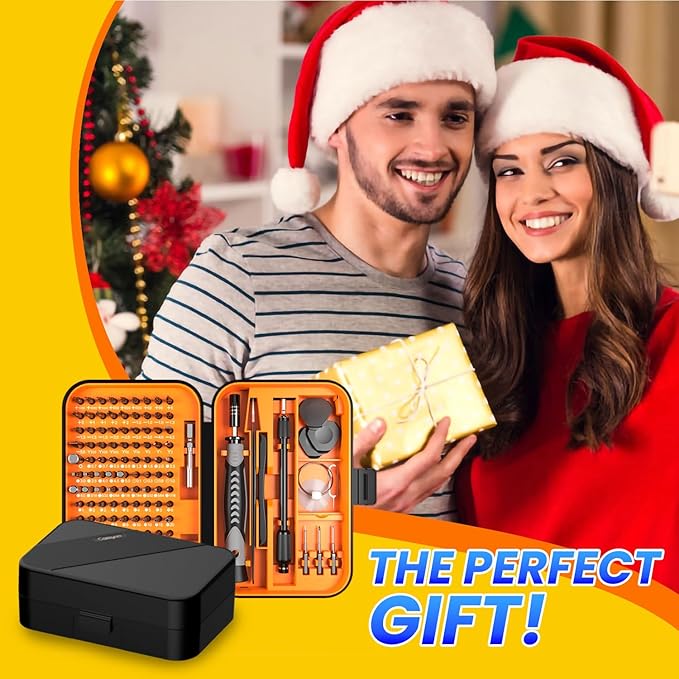 150 IN 1 Precision Screwdriver Set, 120 Bits Full Range Small Screwdriver Set, Magnetic Mini Repair Tool Kit for Ring Doorbell, Laptop, Switch, PS5, Xbox, Macbook, iPhone, Watch, Glasses - Orange