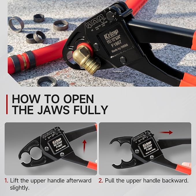 iCrimp Angle Head F1807 PEX Pipe Crimping Tool for Copper Rings - IWS-1234C(1/2&3/4-inch Angle Combo Crimper), Suitable for Tight Spaces