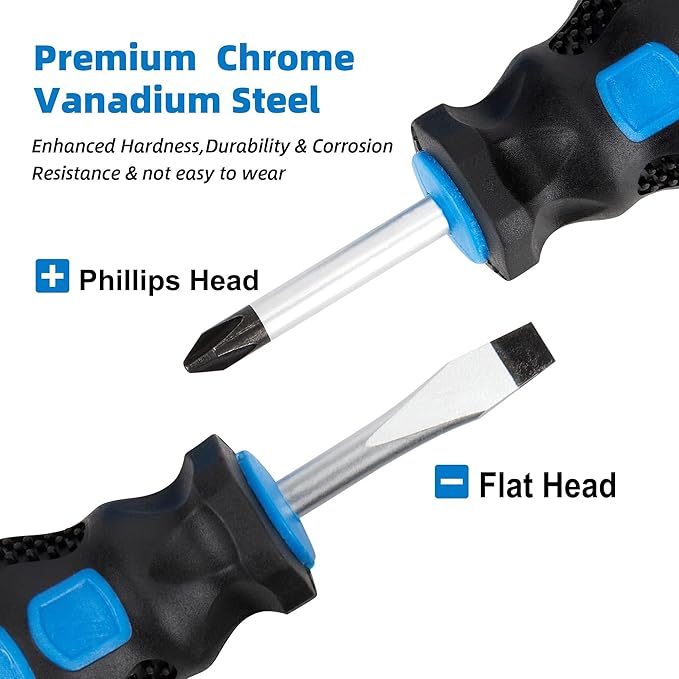 Magnetic Screwdriver Set 10 PCS,5 Phillips 5 Flat Head Precision Screwdriver, Professional Cushion Grip and Non-Slip for Repair Home Improvement Craft, Blue & Black