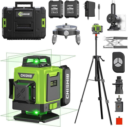 16 Lines Green Laser Level Kit -4x360° 4D Self-Leveling Cross Line Laser Level, Rotary Base and Accessories for Construction, Home Improvement and Picture Hanging,Portable Hard Carry Case Included…