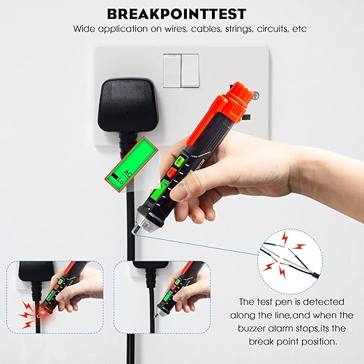 WGGE AC Voltage Tester/Non-Contact Voltage Tester with Dual Range AC 12V-1000V/48V-1000V, Electrical Pen with LCD Display and Flashlight Buzzer Alarm, Detect Wire Breakpoint, Live/Null Wire Tester.