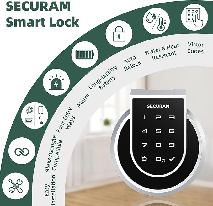 Touch Fingerprint Smart Lock, Keyless Entry Door Lock for Front Door, WiFi Door Lock, App Remote Control, Voice Control via Alexa or Google, Silver