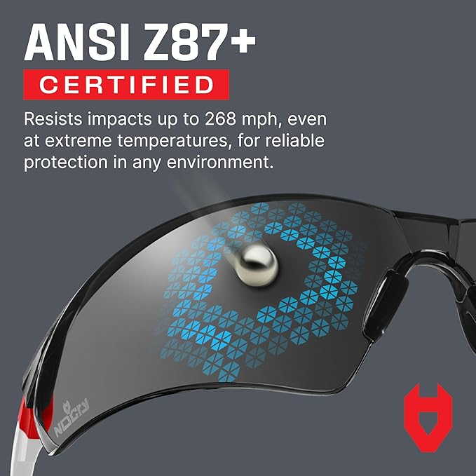 NoCry Safety Sunglasses with Green Tinted Wraparound Lenses; Tinted Safety Glasses for Men and Women with Adjustable Arms & No-Slip Grips; Work Glasses with UV 400 Protection; ANSI Z87.1 Rated