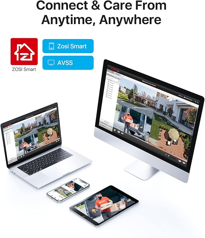 ZOSI 5MP 3K Lite 8 Channel H.265+ Home Security Camera System with AI Human Vehicle Detection, 8CH Surveillance DVR, 8 x 1080p Weatherproof CCTV Dome Camera Outdoor Indoor, 80ft Night Vision, 1TB HDD