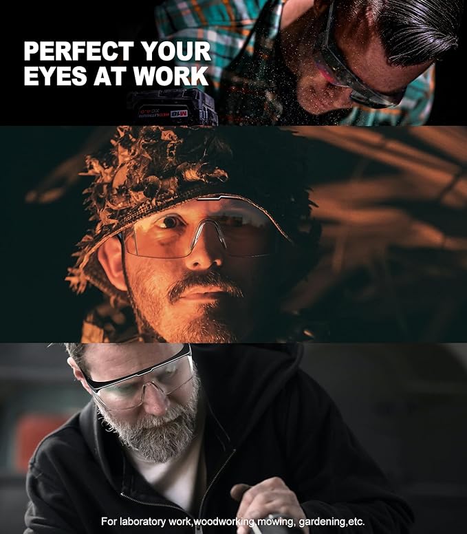 xaegistac Anti-Fog Safety Glasses with Side Shields,UV400 Protective Eyewear,Impact Resistant Safety Goggles for Men Women