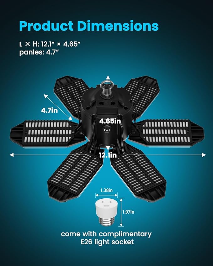 2-Pack Motion Sensor Garage Lights Plug in, 200W Super Bright Motion Activated Linkable LED Shop Light, 3 Modes Motion Sensor Light Indoor for Barn/Attic