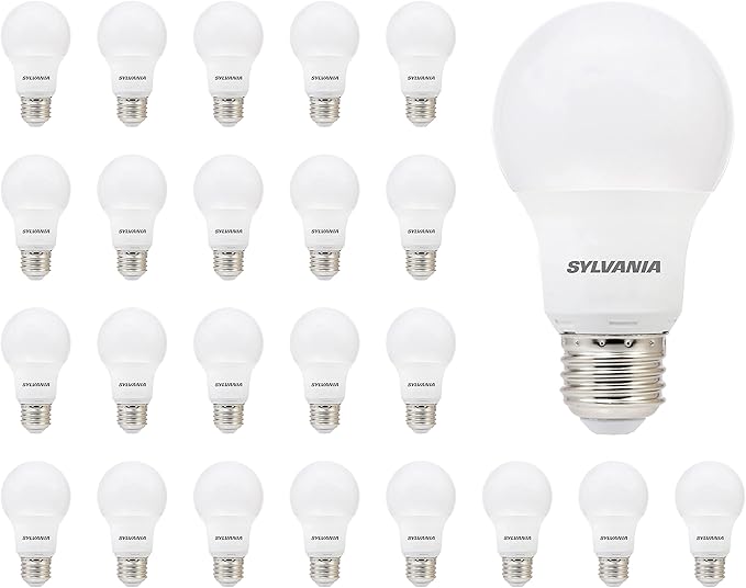 SYLVANIA LED A19 Light Bulb, 60W Equivalent, Efficient 8.5, 10 Year, W, 5000K, 800 Lumens, Frosted, Daylight - 24 Count (Pack of 1)