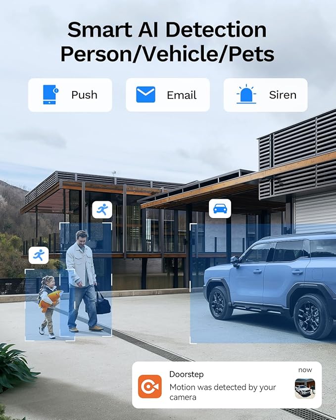LongPlus 4K Security Camera System, 12MP H.265+ PoE Home Security Camera System, Person Vehicle Pet Detection, Spotlight Color Night Vision, 16CH NVR 4TB HDD, LP8MEF8B1