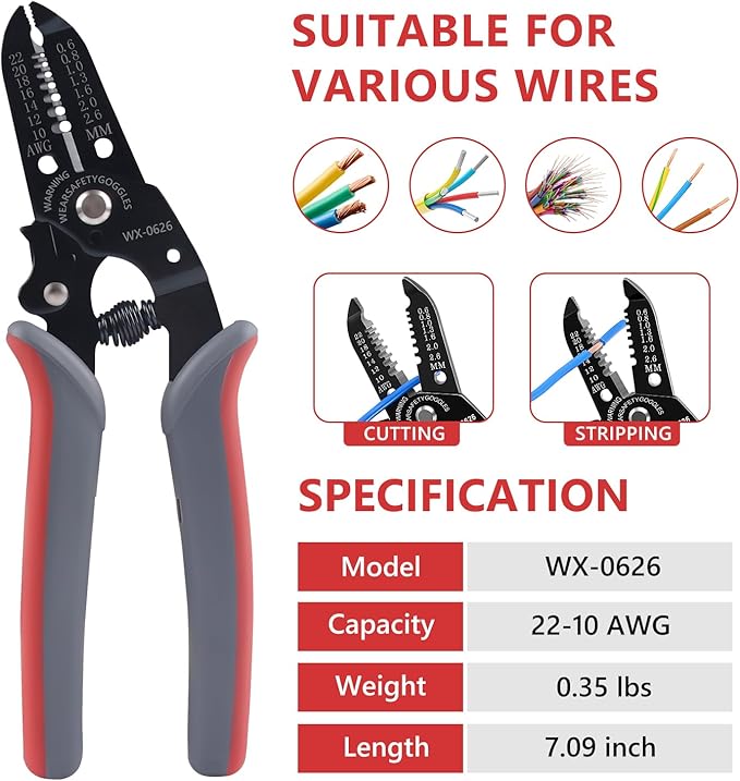 Newdeli Wire Crimping Tool Kit 7PCS Ratchet Wire Crimper Plier for Heat Shrink Connectors Ferrule Connectors Solar Connectors Open Barrel Connectors Insulated Nylon & Non-insulated Ring Terminals