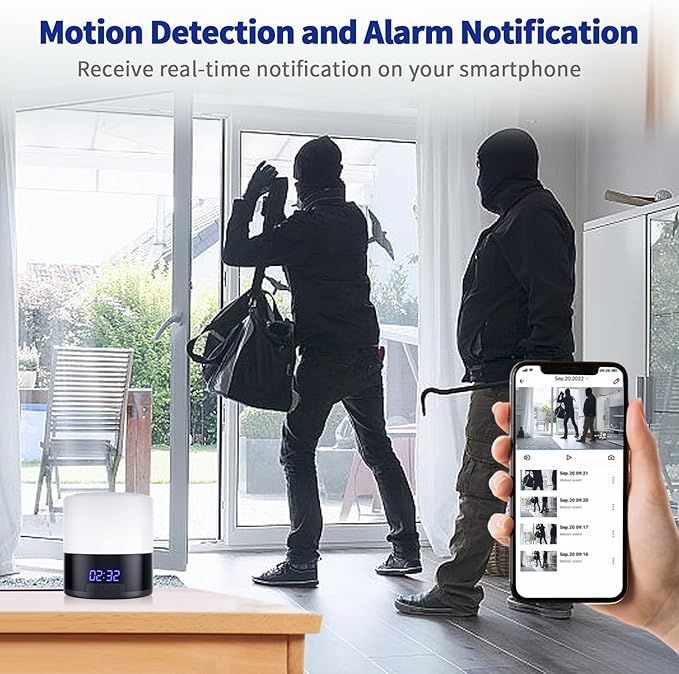 Security Camera with Bluetooth Speaker and Night Light – 1080P Indoor WiFi Camera for Home Security, Motion Detection, Night Vision, App Control, Local & Cloud Storage, Wireless Baby Monitor (White)