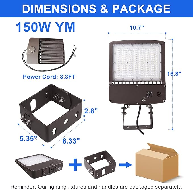 150W LED Parking Lot Light, 21000LM(140lm/w) LED Shoebox Area Light(600W HID/HPS Equivalent), 5700K Dimmable Outdoor Commercial Street Lighting -10KV Surge Protection IP65 100-277V UL DLC Listed