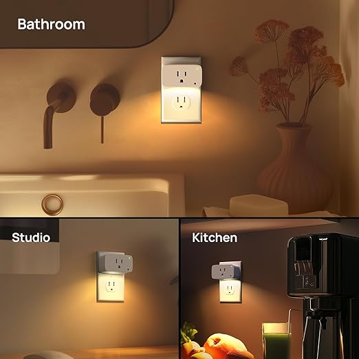 Linkind Matter Smart Plug with LED Night Light, Work with Alexa, Apple Home, Google, Smart Outlet 15A/1800W, Dusk to Dawn, Plug in Wall, Timer&Schedule, ETL&FCC Certified, 2.4GHz Wi-Fi Only, 4 Pack