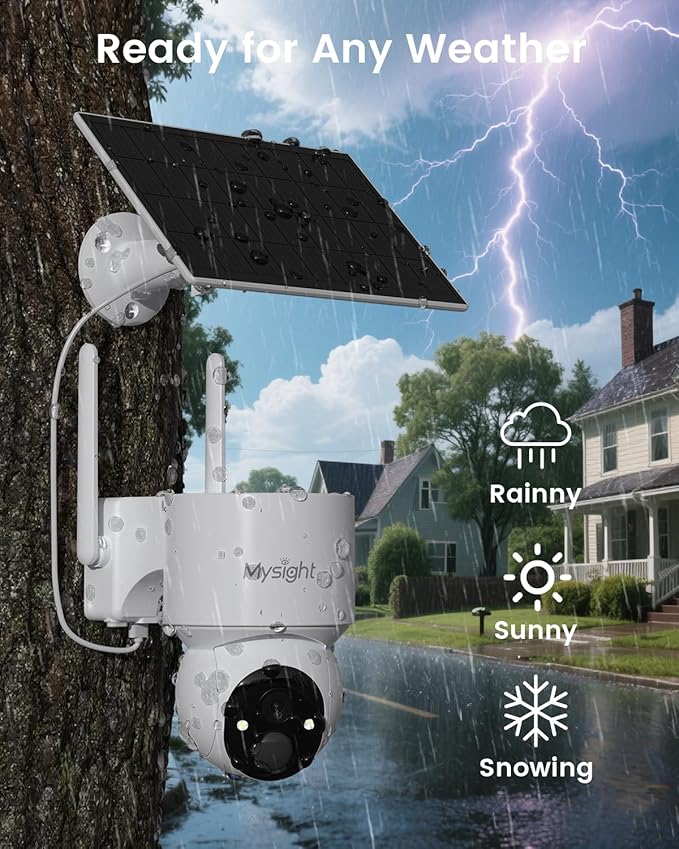 Security Cameras Outdoor Wireless, 4 Cam-Kit, No Subscription, Home Security Cameras System, 128G Local Storage HomeBase, 360° Pan & Tilt, Solar Powered, 2K Color Night Vision, Auto Tracking