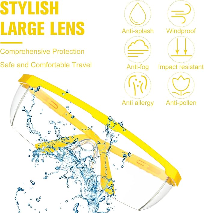 Kigeli 20 Pairs Safety Goggles over Glasses Lab Goggles Anti Fog Scratch Adult Protective Eyewear for Classroom Work