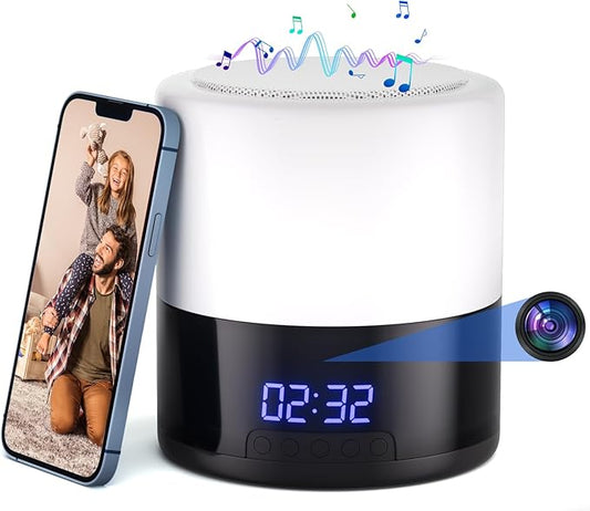 Security Camera with Bluetooth Speaker and Night Light – 1080P Indoor WiFi Camera for Home Security, Motion Detection, Night Vision, App Control, Local & Cloud Storage, Wireless Baby Monitor (White)