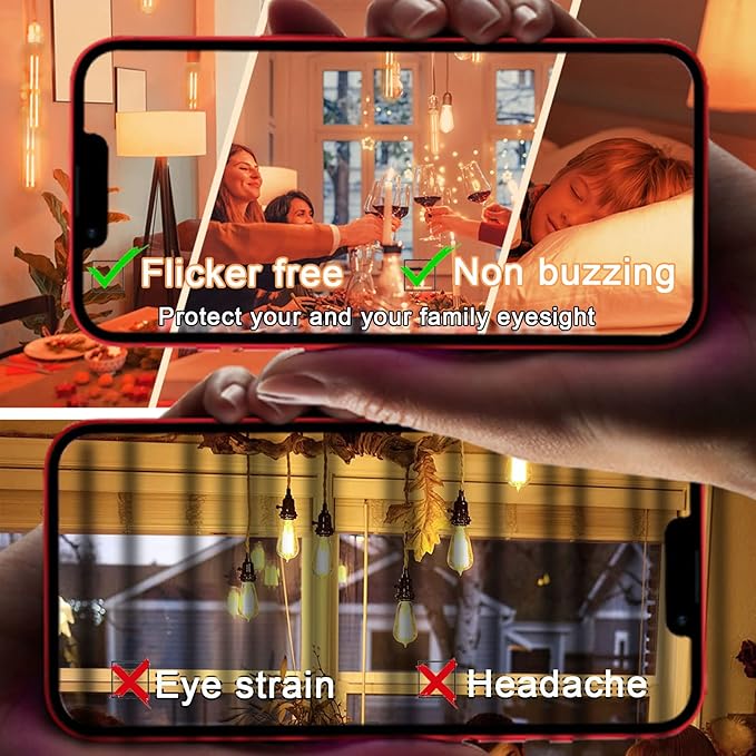 7.3 Inch E26 Led Bulb 6W Dimmable, 2200K Amber White Vintage Edison Bulbs, Equal 80 Watt T10 T9 Long Tubular Glass Light Bulb 800LM for Rustic Pendant Pipe Wall Sconces - UL Cert 6Pack