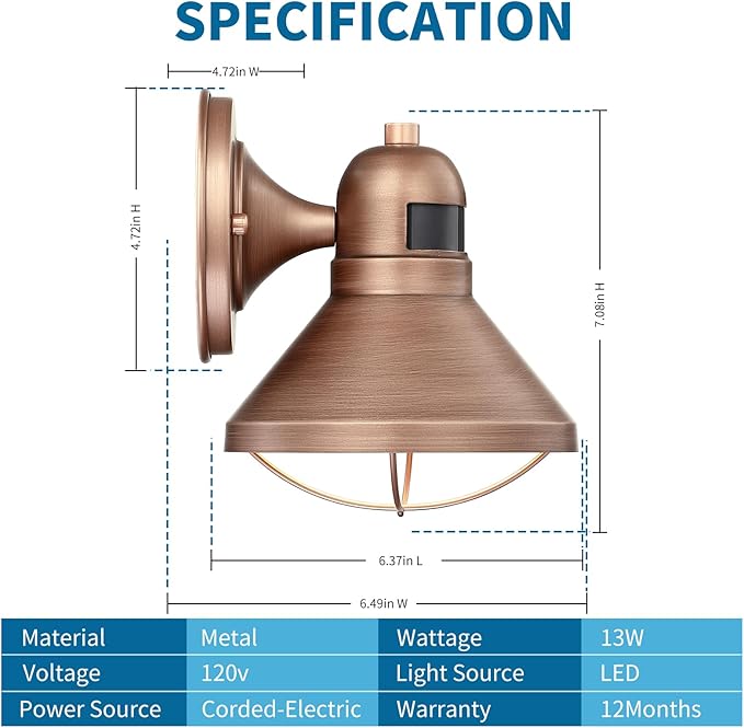 LONEDRUID Motion Sensor Outdoor LED Barn Light Dusk to Dawn Exterior Wall Lantern Waterproof Outside Sconce Lighting Fixtures Farmhouse Wall Mount Porch Lamp for House Garage Patio
