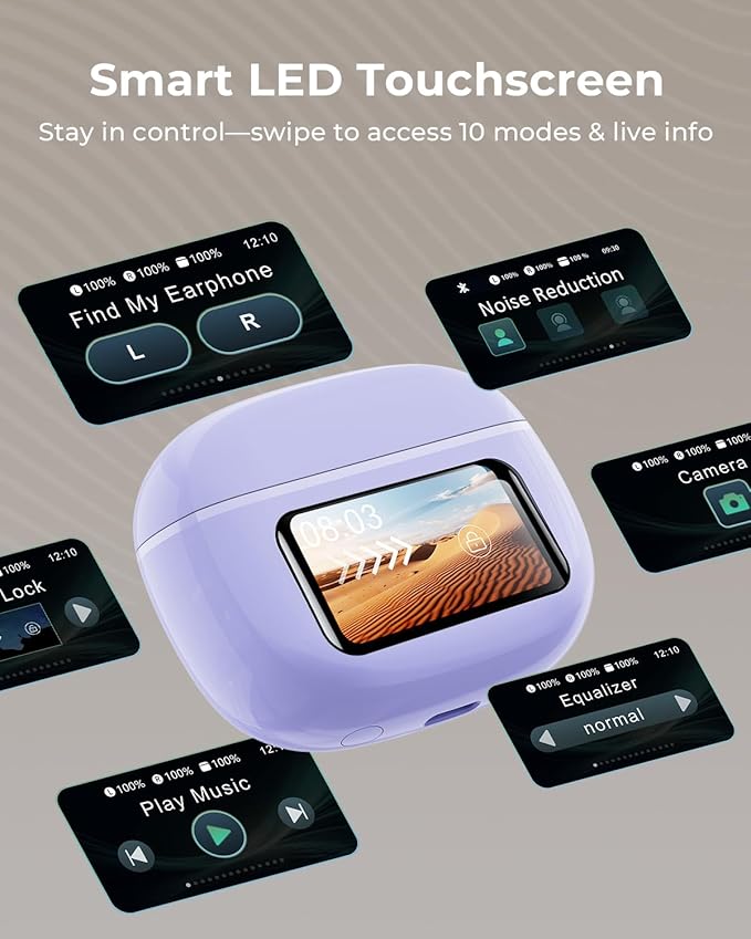 Wireless Earbuds, Ear Buds Active Noise Cancelling with Charging Case, 6.0 Bluetooth Earbuds with AI Clear Calls, 40H Playtime for Sports & Working, Stereo Sound Headphones for iPhone/Android/iPad