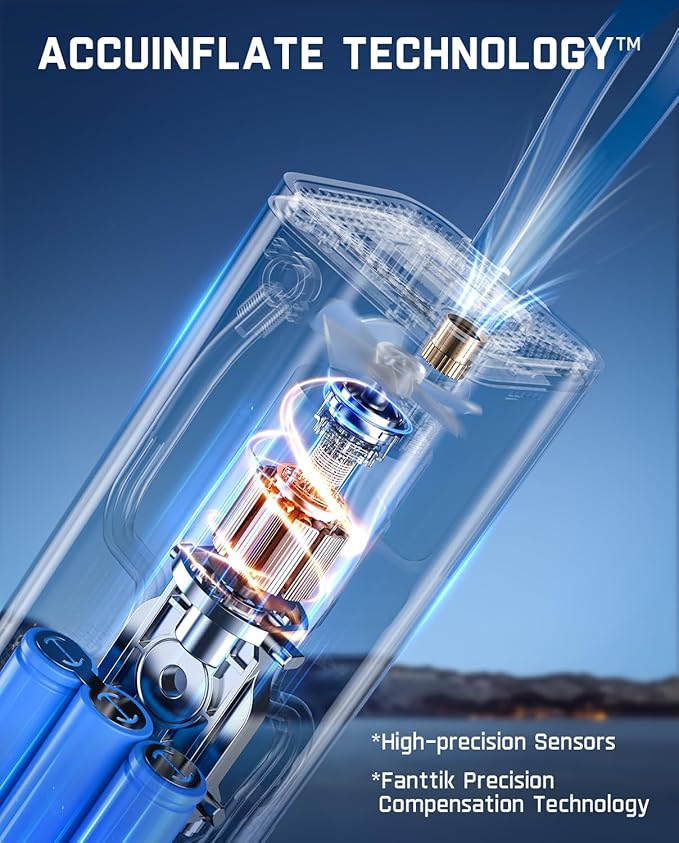 Fanttik X9 APEX Portable Air Compressor for Car Tires, 35s Fast Inflation, 150PSI Cordless Tire Inflator with Light and Power Bank, Suitable for SUV, Sedan, Motorcycle, Bike, Ball