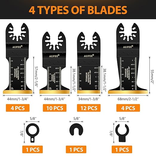 30PCS Oscillating Tool Blade, Professional Universal Titanium Multitool Blades for Wood Plastics Metal Nails, Quick Release Durable Multi Tool Blades Kits Fit Dewalt Milwaukee Ryobi Craftsman