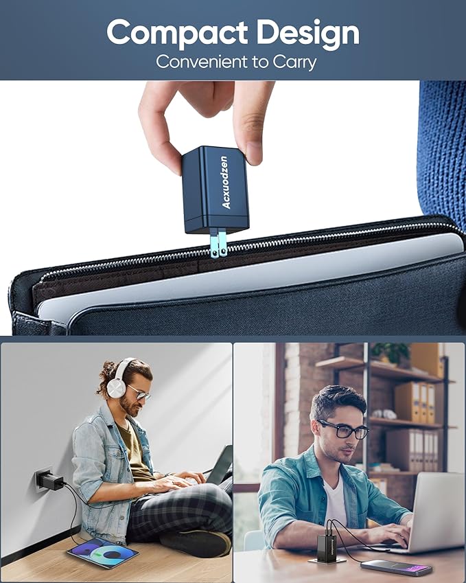 USB C Charger Block 160W, 3-Port GaN Super Fast Charger, Dual 65W Type C Charging Block, Foldable QC3.0 Laptop Fast Charging for MacBook, iPhone, Samsung, Galaxy, iPad, Android (Black, 1 Pack)