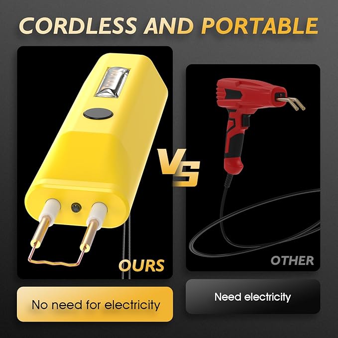 TOOLIOM Rechargeable Plastic Welder,100W USB-C Charging & Battery Powered Hot Stapler Plastic Repair Kit,Cordless Plastic Welder Gun with 400 Staples,Plastic Welding Kit for Bumper Plastics Repair