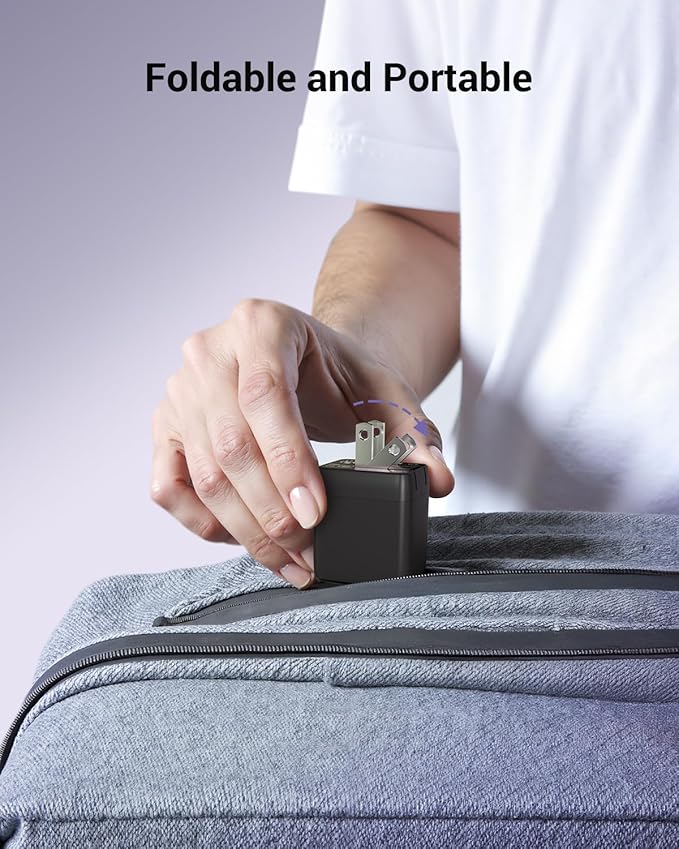 USB C Fast Charging Charger, 30W Dual-Port GaN Nano Charger with Foldable Plug for iPhone 16/15 Series, iPad, Galaxy S24 Ultra and More Series, (Black, 1 Pack)