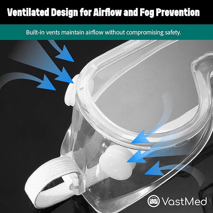 Anti-Fog Protective Safety Goggles Glasses Clear Lens Wide-Vision Adjustable Dust Goggles that Fit Over Glasses