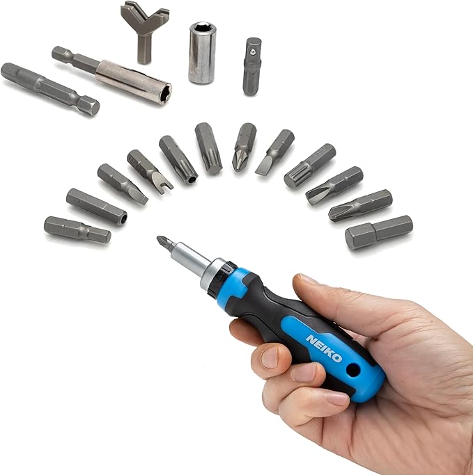 NEIKO 10082A Security Bit Set and Ratcheting Screwdriver | 101 Piece Set | Chrome Vanadium Steel | Screwdriver Bit Set Phillips, Tamperproof Torx Bits, & Flat | 1/4" Hex Shank Magnetic Bit Holder