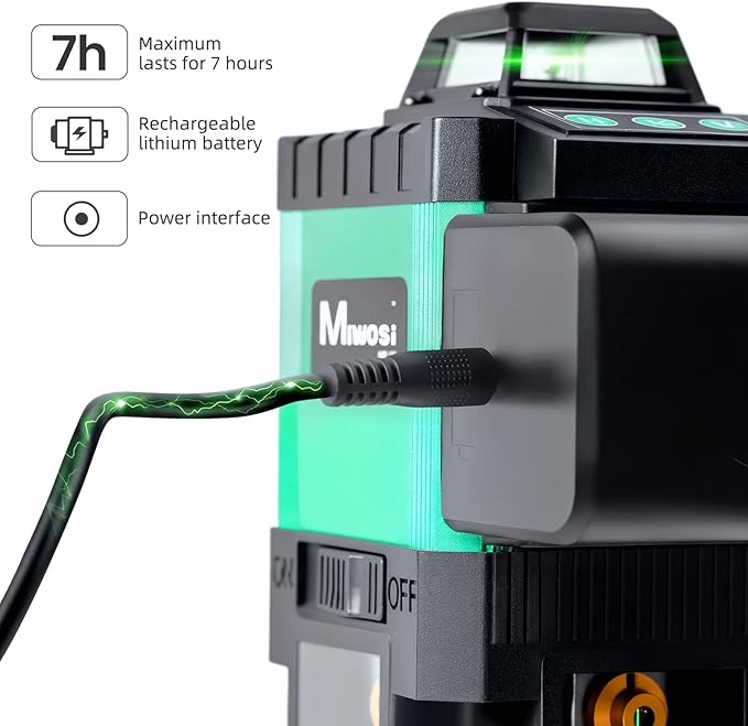 Laser Level 360 Self Leveling with Tripod, Miwosi 4D Lazer Level, 4x360° Green Cross Line Laser Tool for Construction Project Renovation, Tile, Floor, and Wall Projects, Includes Carrying Case