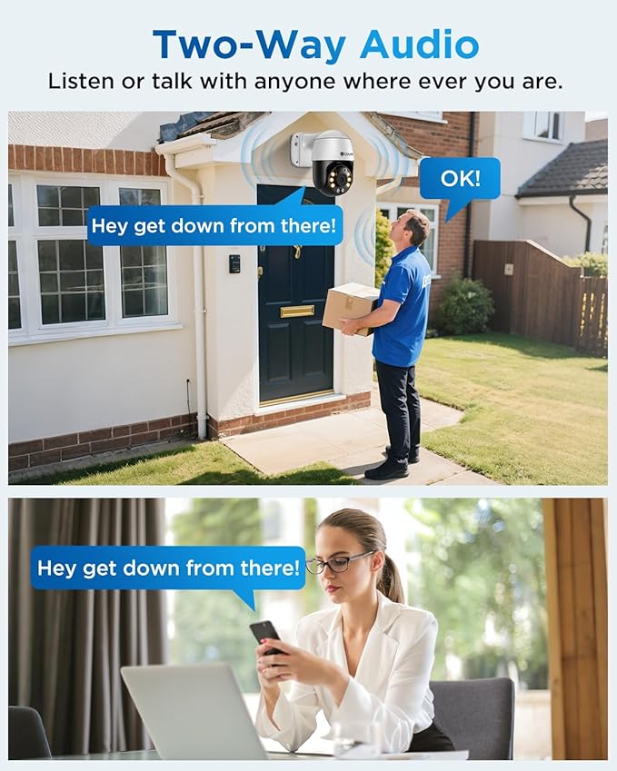 4COVR PoE PTZ Security Camera System, 8X 5MP PoE IP Camera, 8CH 4K NVR & 2TB HDD, 350° Pan 90° Tilt 3X Digital Zoom, Smart Color Night Vision, Two Way Audio, AI Human Vehicle Detection, LYM2XP5M0808