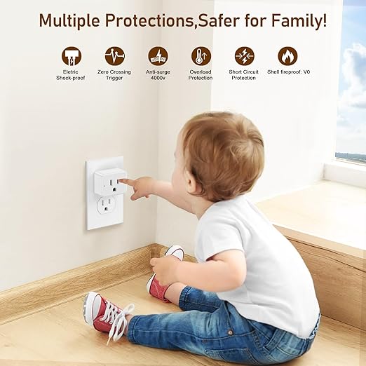 Thinkbee Remote Control Outlet Plug, 15A /1500W 600ft RF Range Wireless Light Switch Kit, Expandable Remote Outlet Switch for Lamp Fan Household Appliances, 80-275V with Anti-Surge 4000V