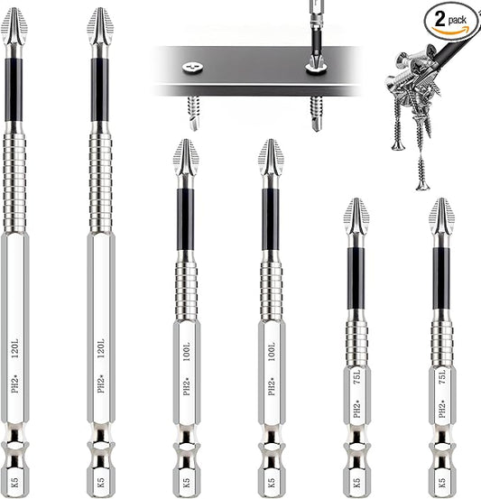 High Magnetic Screwdriver Drill Bit Set, Anti-Slip Magnetic Electric Screwdriver Set, 2025 New K5 Impact Resistant Non Slip Bit, 6Pcs/Set- 70 100 120mm