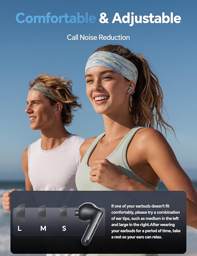 Wireless Bluetooth Earbuds: 5.4 TWS, 13mm Drivers Hi-Fi Deep Bass, 30H Playtime, Touchscreen Control, Mic for Calls, IPX5 Water-Resistant, White Elephant Stocking Stuffers for Men/Women/Adults, Black